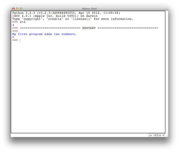 first program output screenshot